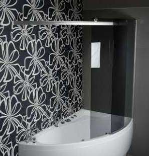 Душевая шторка на ванну IDEA левая, тонированное стекло (цвет хром)