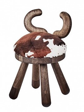 Стул детский Корова,  выполнен из европейского копченого дуба, ножки из грецкого ореха, цвет коричневый