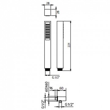 Душевая лейка Qube stick